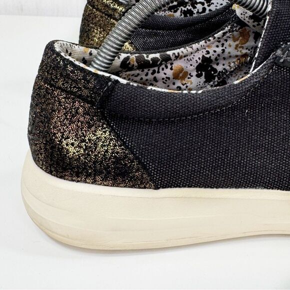 Hey Dude Karina Shimmer Lace Up Sneakers Denim Black Metallic Gold Womens 11 - Picture 8 of 12